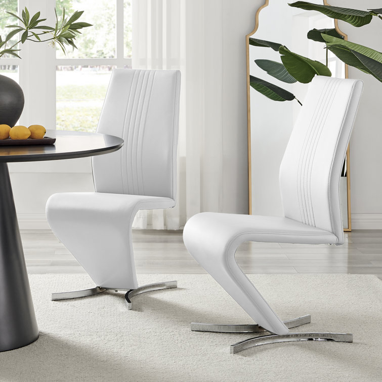 Real leather and discount chrome dining chairs